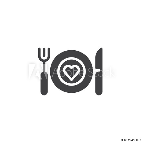 500x500 Romantic Dinner Icon Vector, Filled Flat Sign, Solid Pictogram