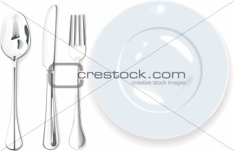 340x219 Image 1491655 Vector. Dinner Plate, Spoon Fork And Knife From