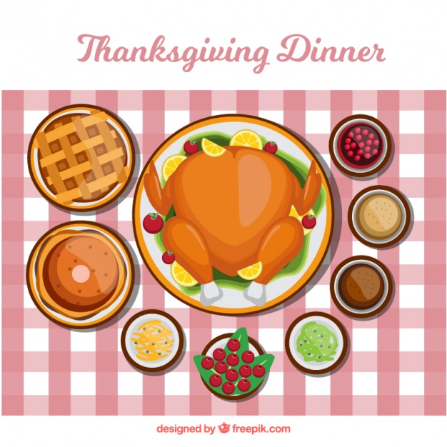 626x626 Flat Background Of Tasty Thanksgiving Dinner Vector Free Download