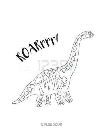 354x450 Coloring Dinosaur Skeleton Coloring Pages Outline Drawing Fossil