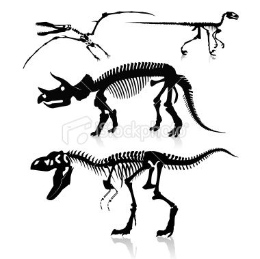 380x379 Detailed Dinosaur Skeleton Silhouettes. Tattoos