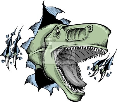 400x348 Sketch Doodle T Rex Dinosaur Vector Illustration Wave Wall Mural