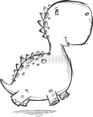 320x400 Doodle Sketch Dinosaur Vector Illustration Art Togetherness Wall Mural