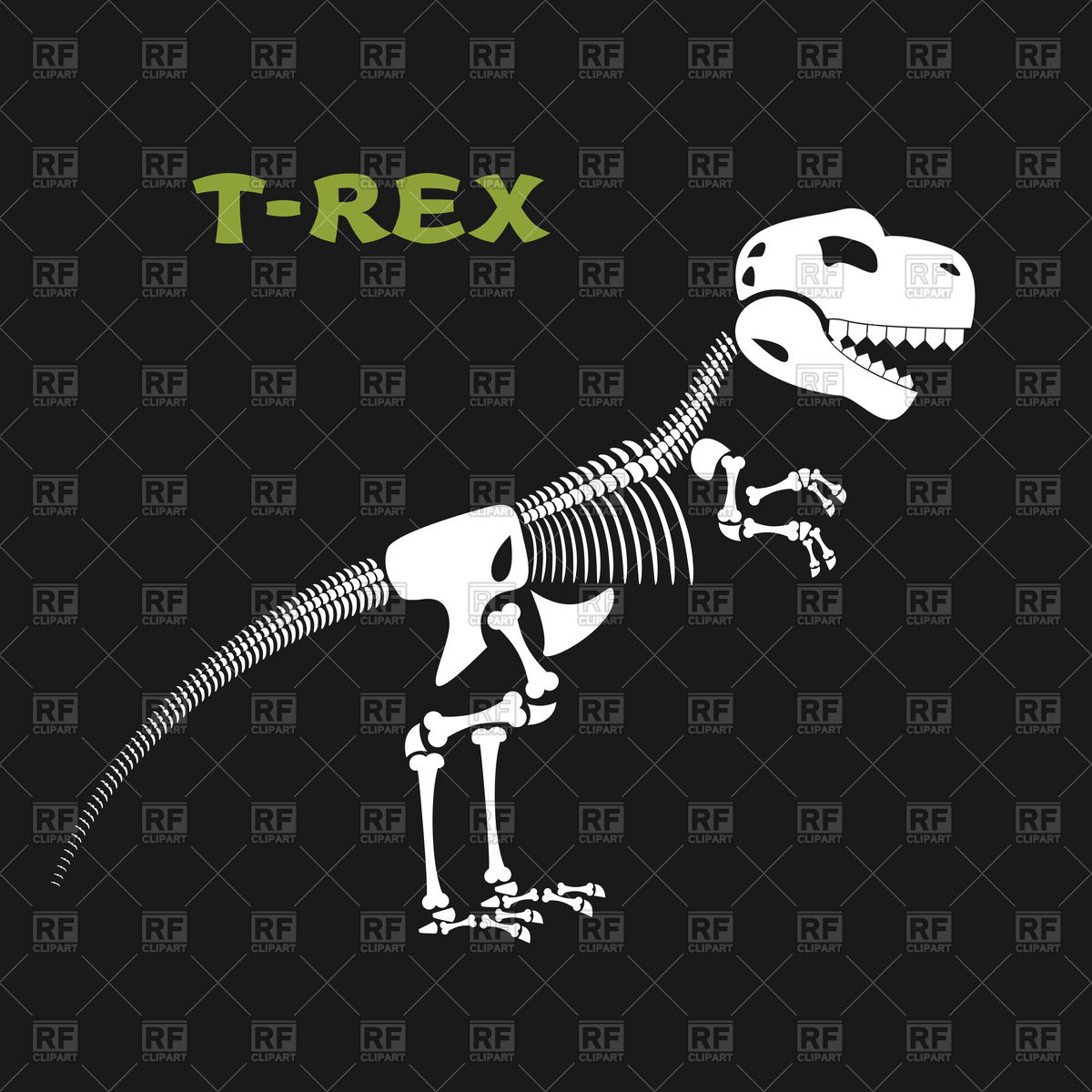 1200x1200 Skeleton Of Tyrannosaurus Rex, Bones And Skull Of Dinosaur Vector