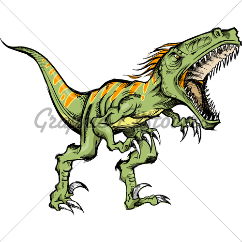 500x500 Color Sketch Raptor Dinosaur Vector Illustration Gl Stock Images