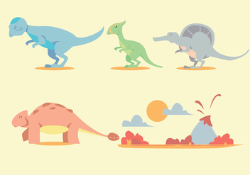 352x247 Vector Illustration Of Dinosaur Head Inside Circle On Orange