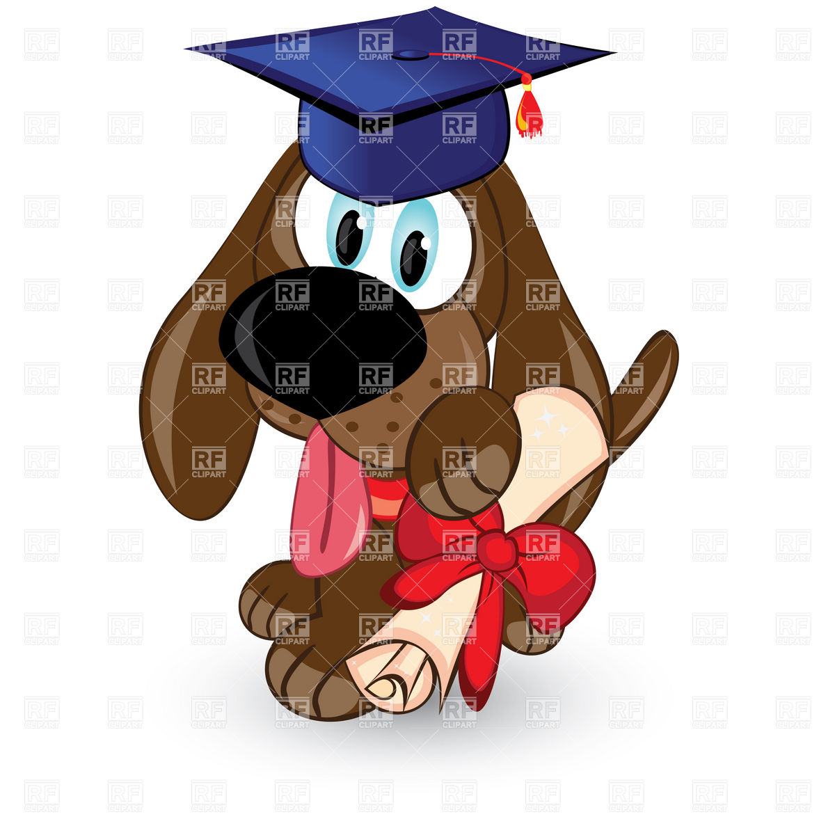 1200x1200 Cartoon Dog With Graduation Cap And Diploma Vector Image Vector