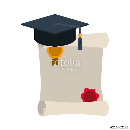 500x500 Hat Graduation With Diploma Vector Illustration Design Stock