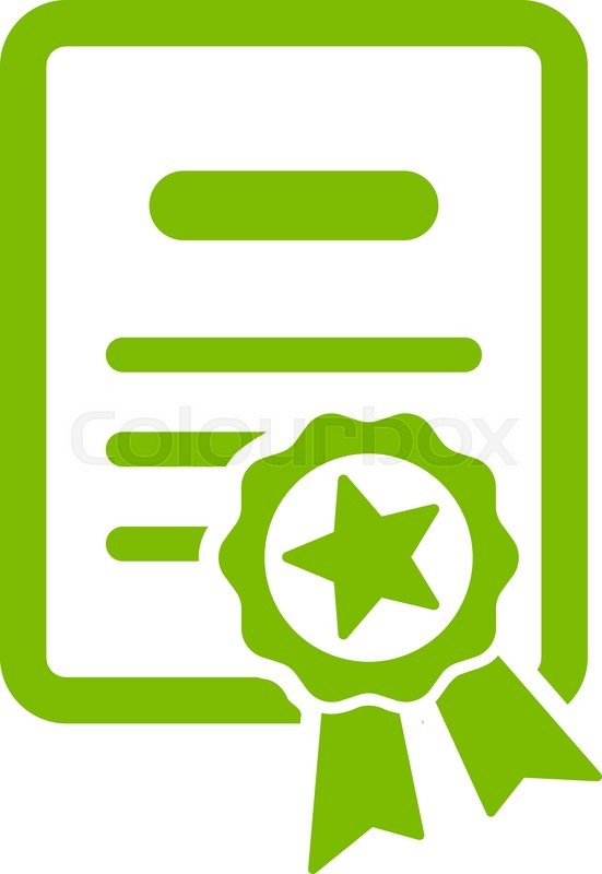 551x800 Certified Diploma Vector Icon. Style Is Flat Symbol, Eco Green