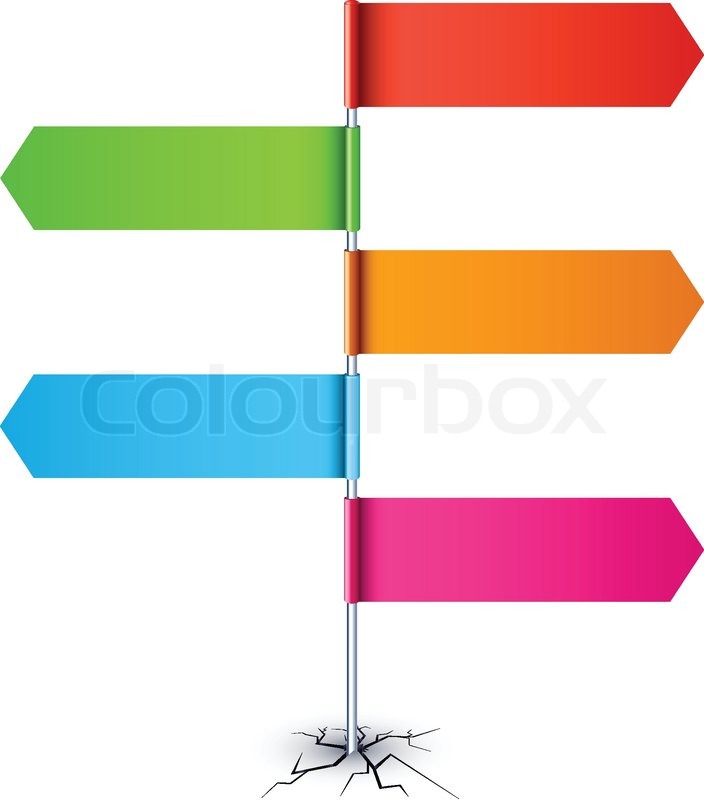 704x800 Vector Direction Sign With Five Frames Stock Vector Colourbox