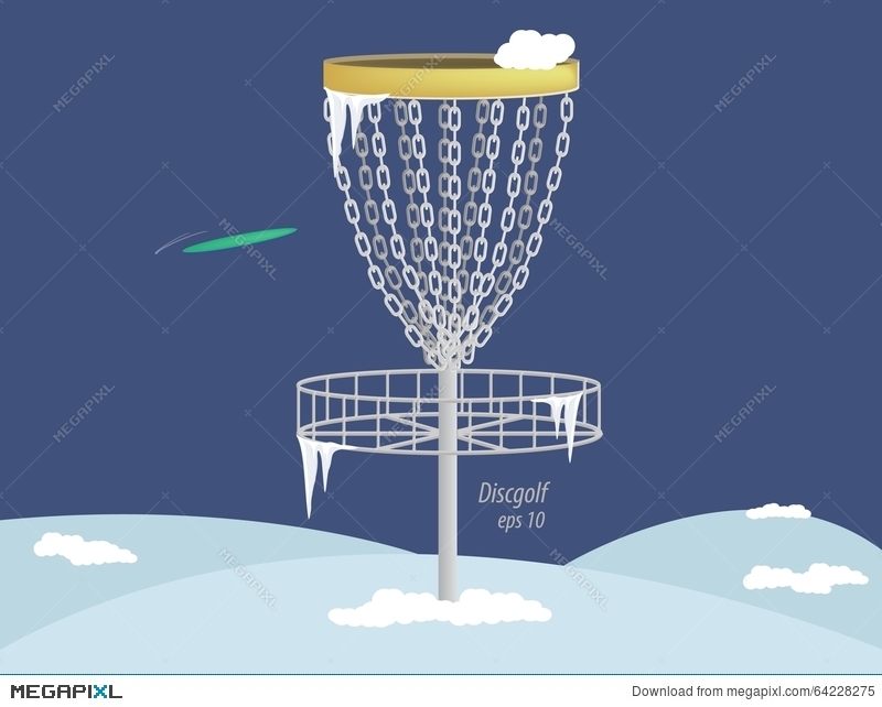 800x642 Disc Golf Basket In Winter (Vector) Illustration 64228275