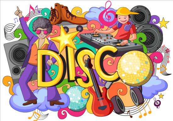550x385 Disco Doodle Vector Illustration Free Download