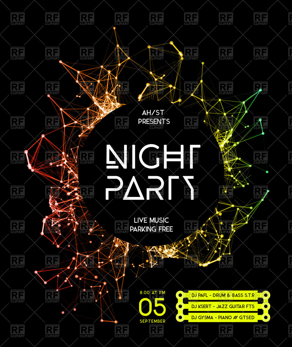 1009x1200 Night Disco Party Poster Background Vector Image Vector Artwork