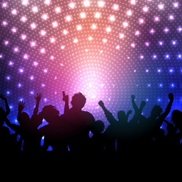 626x626 Silhouette Of A Party Crowd In A Disco Vector Free Download