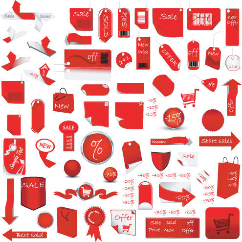 495x494 Red Tags Stickers Discount Vector Set Free Vector In Encapsulated