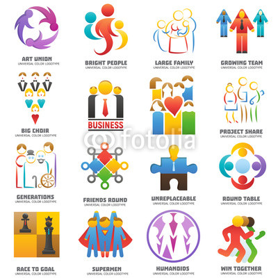 400x400 People Team Logo Vector Abstract Group Set Teamwork Union Business