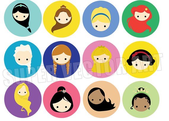 570x410 Disney Princess Vector Clipart Svg Eps Png Digital Birthday Etsy
