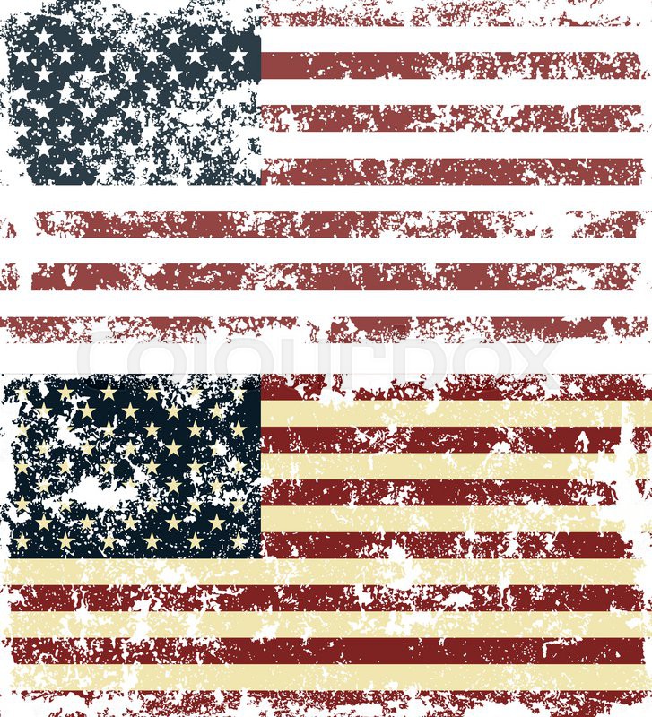 727x800 Old Scratched Flag. Vector Illustration Of Vintage Usa Flag
