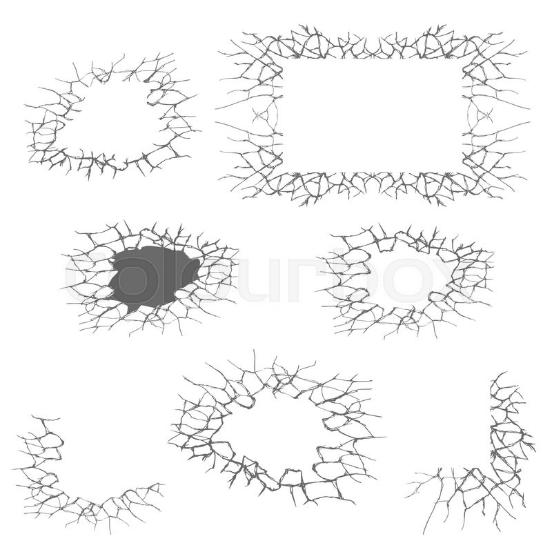 800x800 Vector Cracked Handdrawn Frame Set Isolated On White. Distress