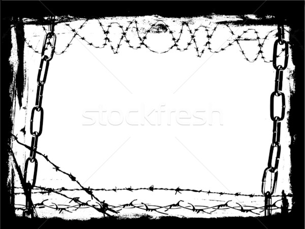 600x450 Black Chains And Barbed Wire Vector Grunge Border Vector