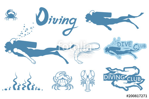 500x334 Set Of Scuba Diving. Vector Diver Logo. Stock Image And Royalty