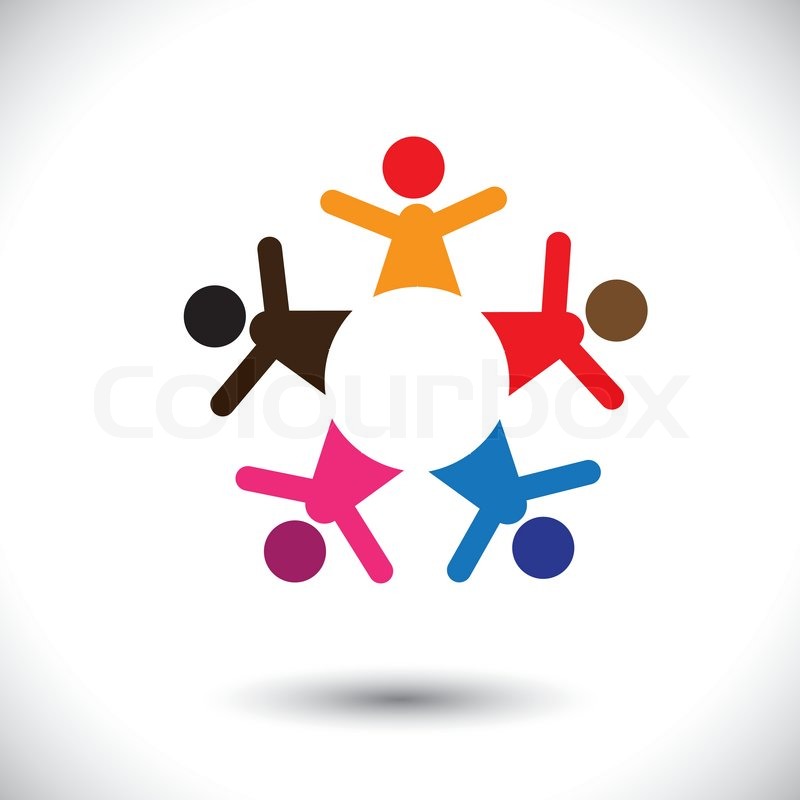 800x800 Abstract Colorful Five Happy People Icons As Ring Vector Graphic