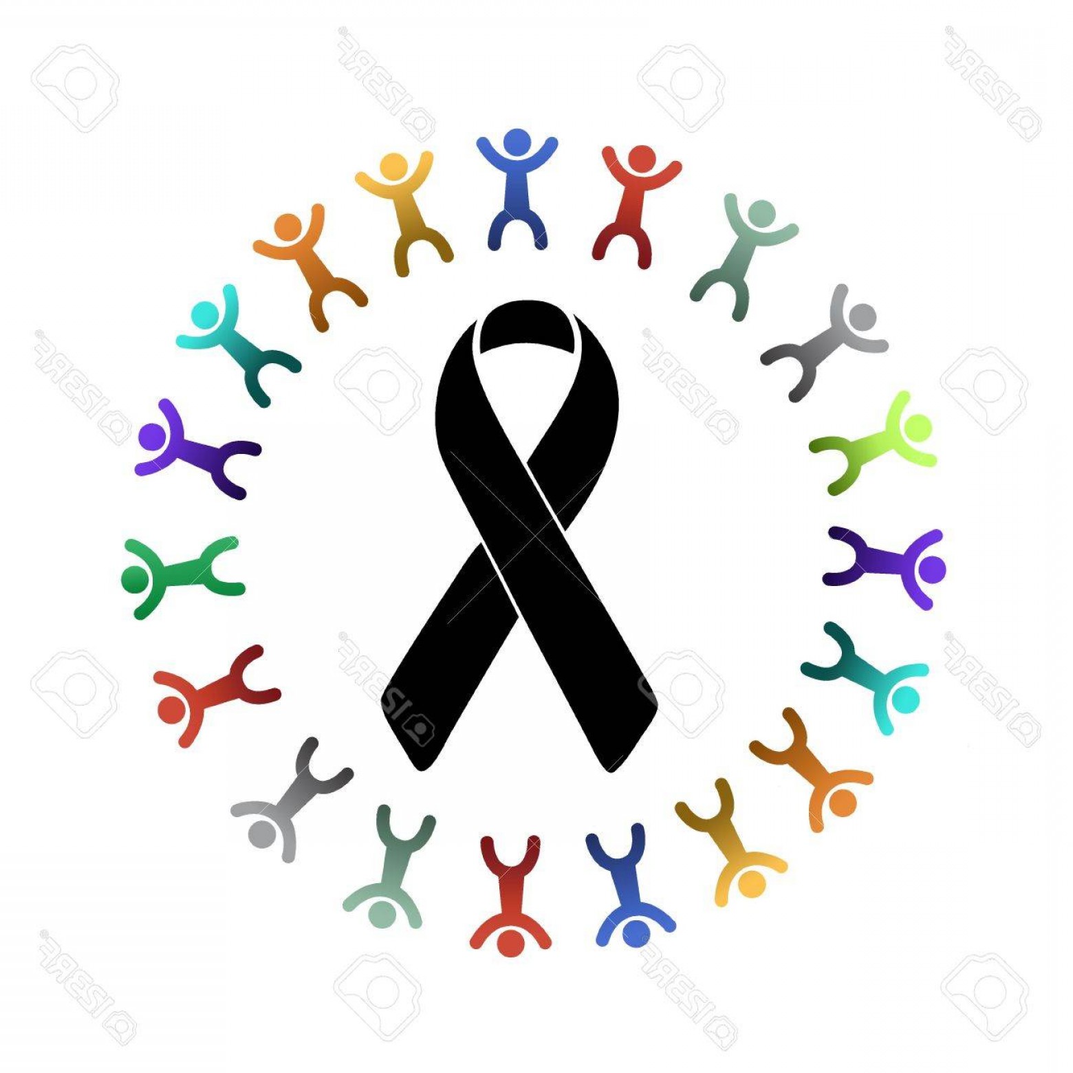1560x1560 Photostock Vector Black Ribbon And Diversity People Around