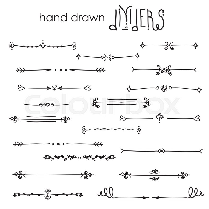 800x800 Hand Drawn Vector Dividers, Line Border Set And Design Element