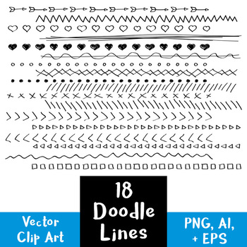 350x350 18 Hand Drawn Doodle Lines Set