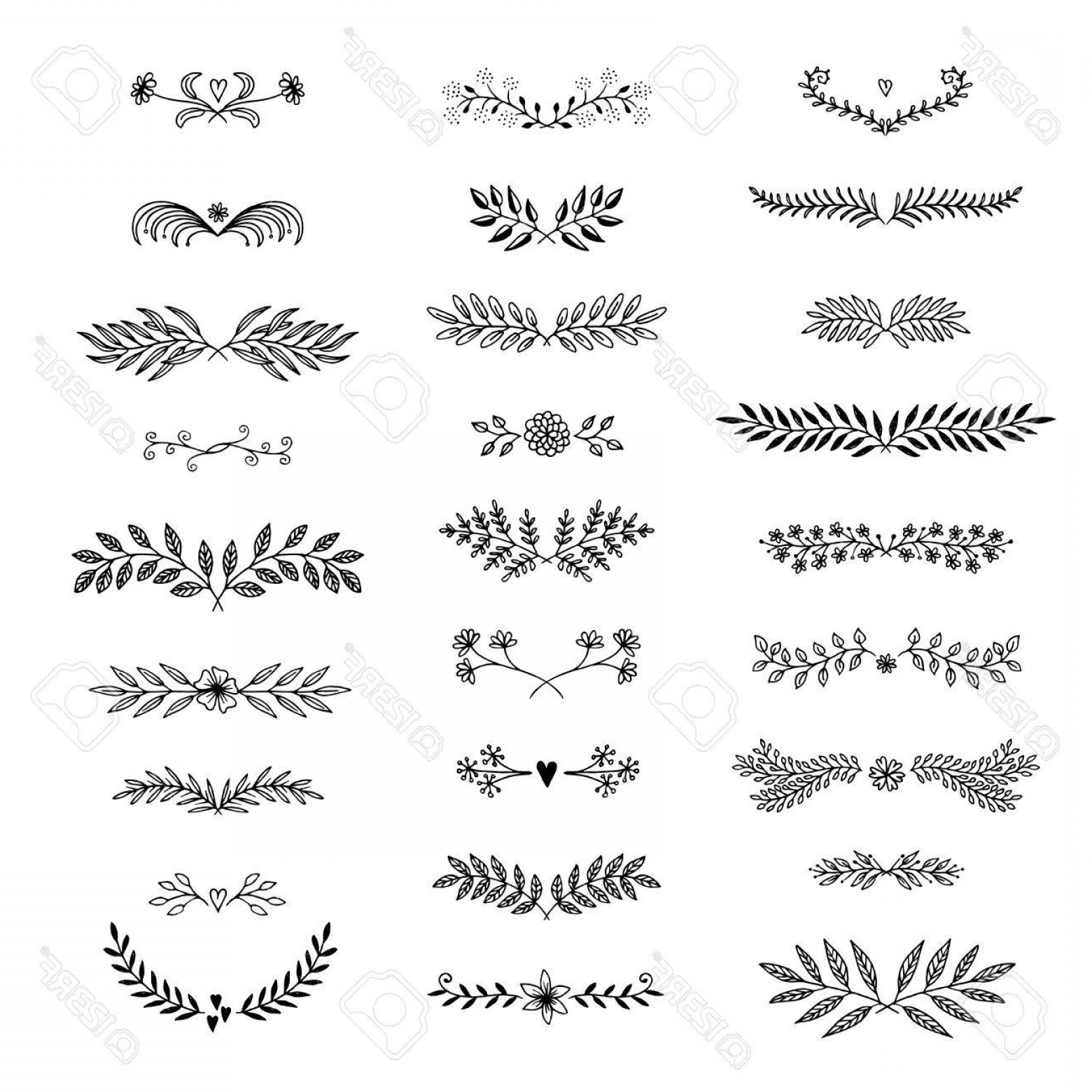 1560x1560 Photostock Vector Set Of Hand Drawn Floral Text Dividers With