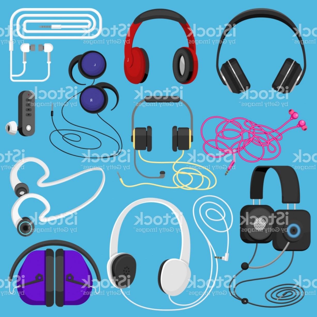 1228x1228 Headphones Vector Illustration Headset To Listen To Music For Dj