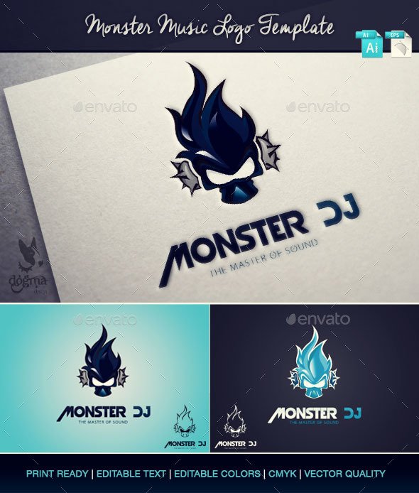 590x694 Music Logo Template Monster Dj By Dogmadesign Graphicriver