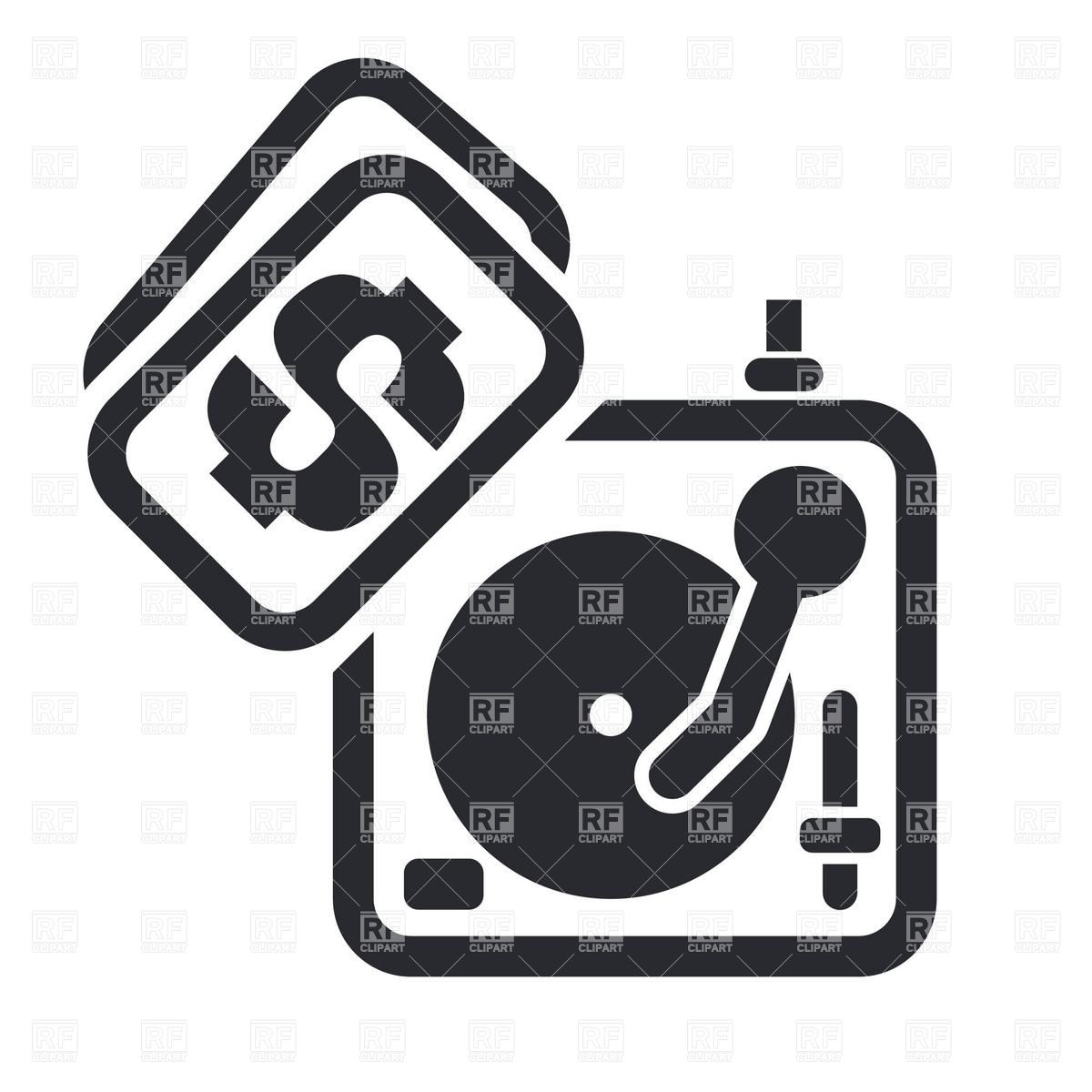 1200x1200 Dj Turntable With Price Tag Simple Icon Vector Image Vector