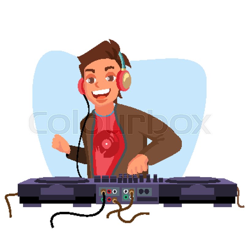800x800 Dj Vector. Playing Disco House Music. Stylish Man. Headphones