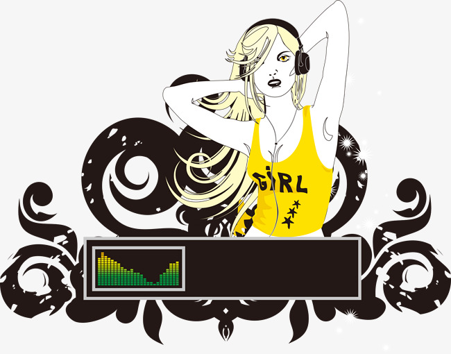 650x510 Modern Music Dj Sexy Female Pattern, Music Vector, Dj Vector
