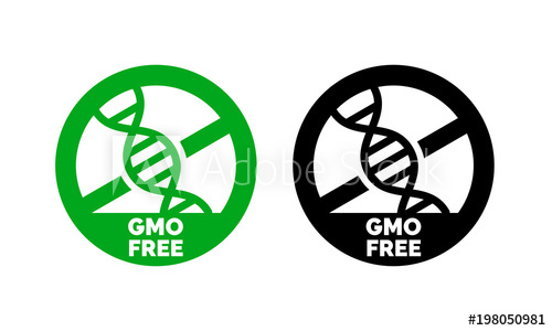500x300 Gmo Free Label With Dna Vector Icon For Non Gmo Product Package Or