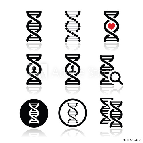 500x500 Dna, Genetics Vector Icons Set