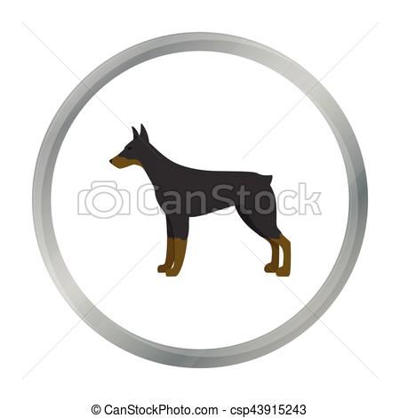 450x470 Doberman Vector Icon In Cartoon Style For Web. Doberman Vector