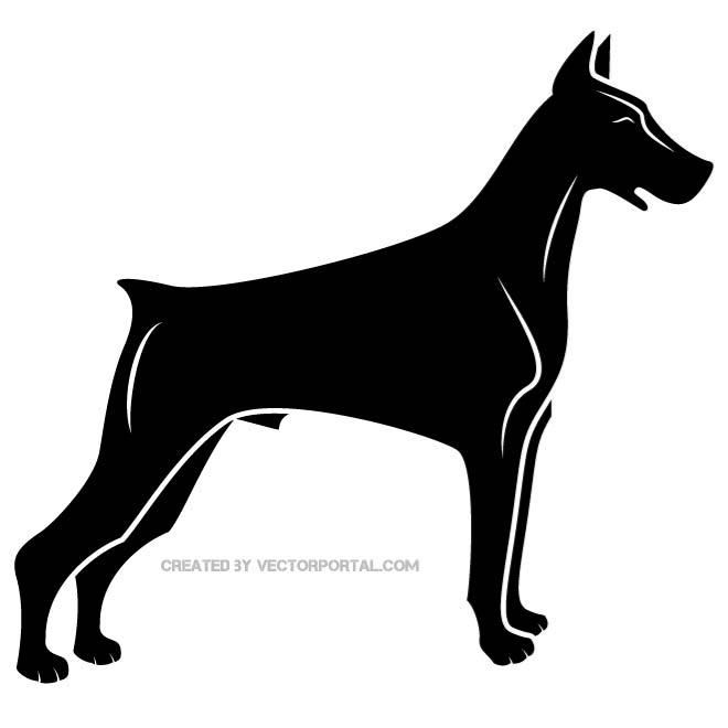 660x660 Vector Silhouette Of A Doberman Dog. Vector