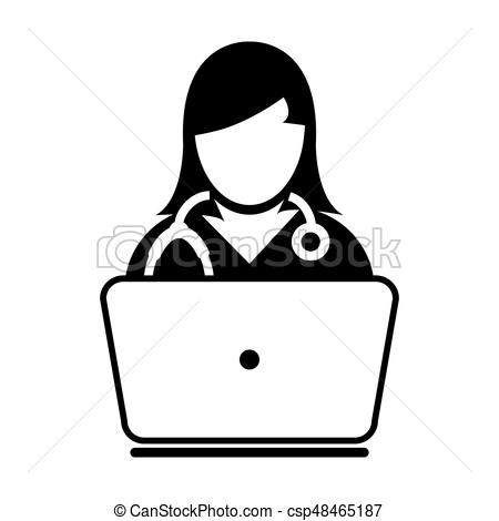 450x470 Woman Doctor Icon Vector Online Consultation With Laptop Computer