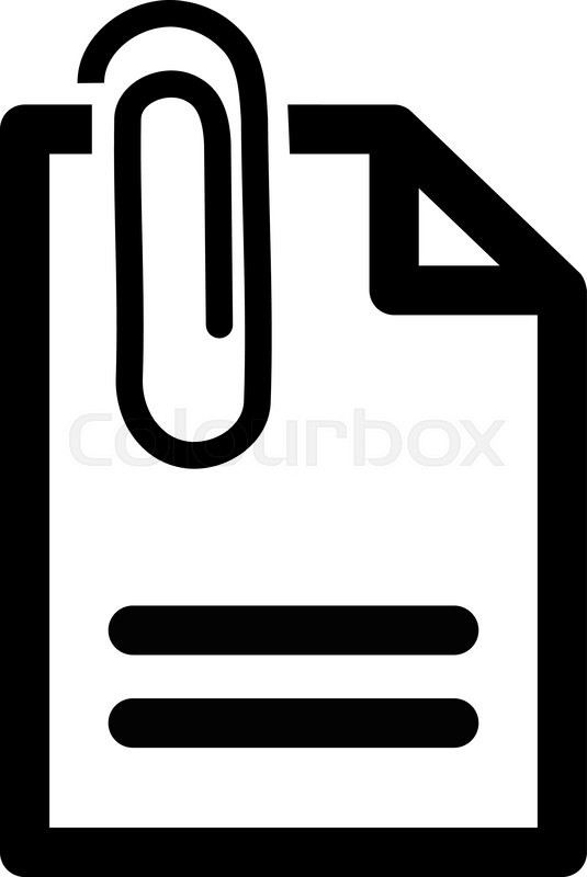 535x800 Attach Document Vector Icon. Style Is Flat Symbol, Black Color