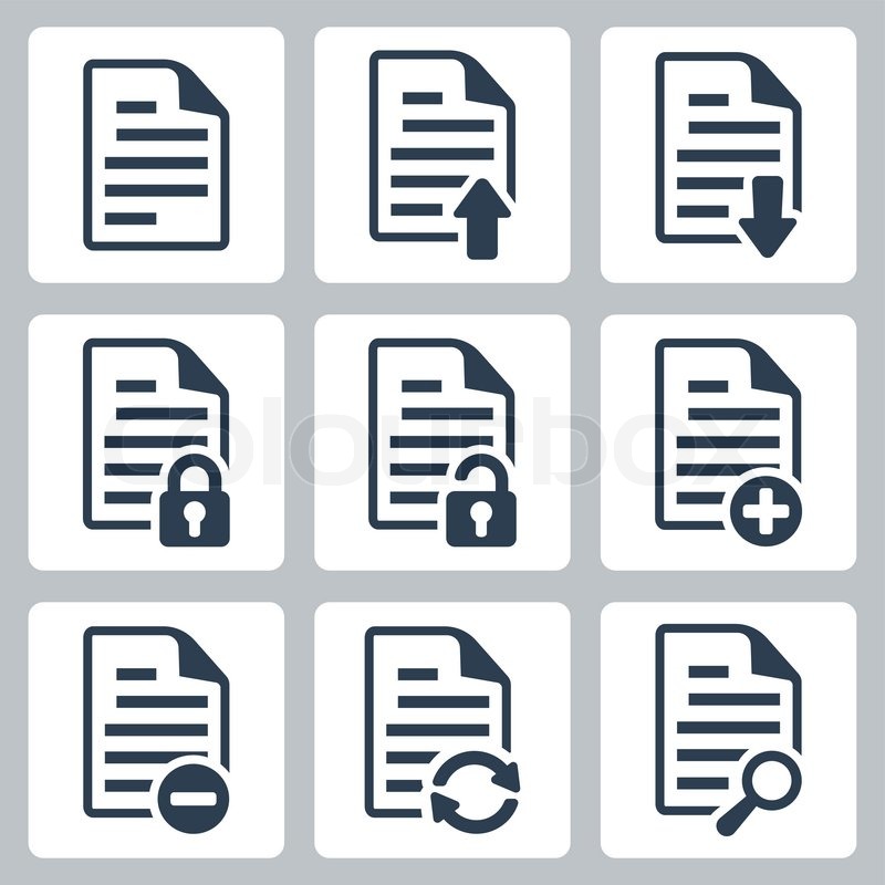 800x800 Vector Isolated Document Icons Set Stock Vector Colourbox