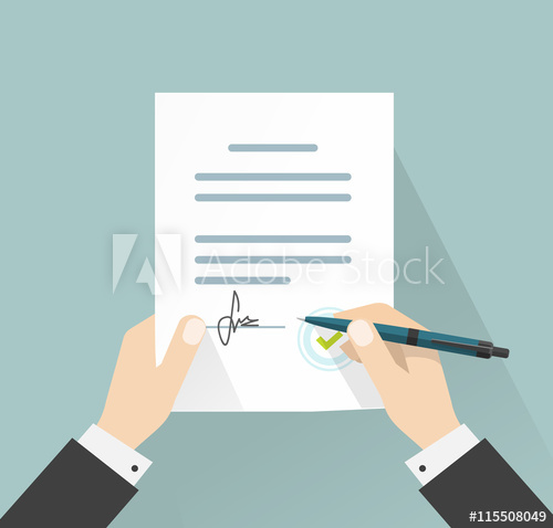500x478 Businessman Signing Document Vector Illustration, Man Hands