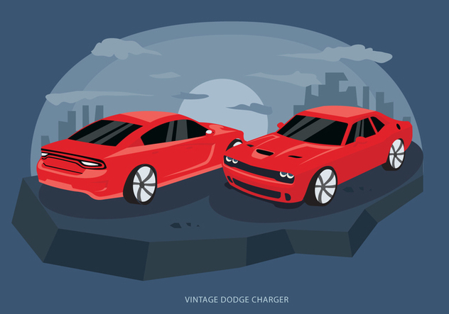 632x443 Red Classic Dodge Charger Car Vector Illustration Free Vector