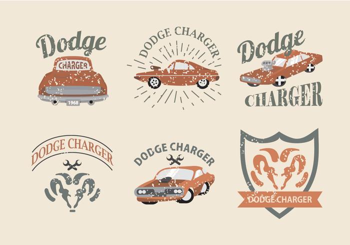 700x490 Vintage Classic Car Dodge Charger Label Vector Pack