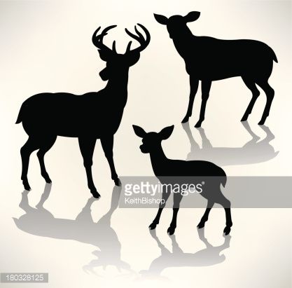 417x411 Deer Family. Graphic Silhouette Illustrations Of A Deer Family