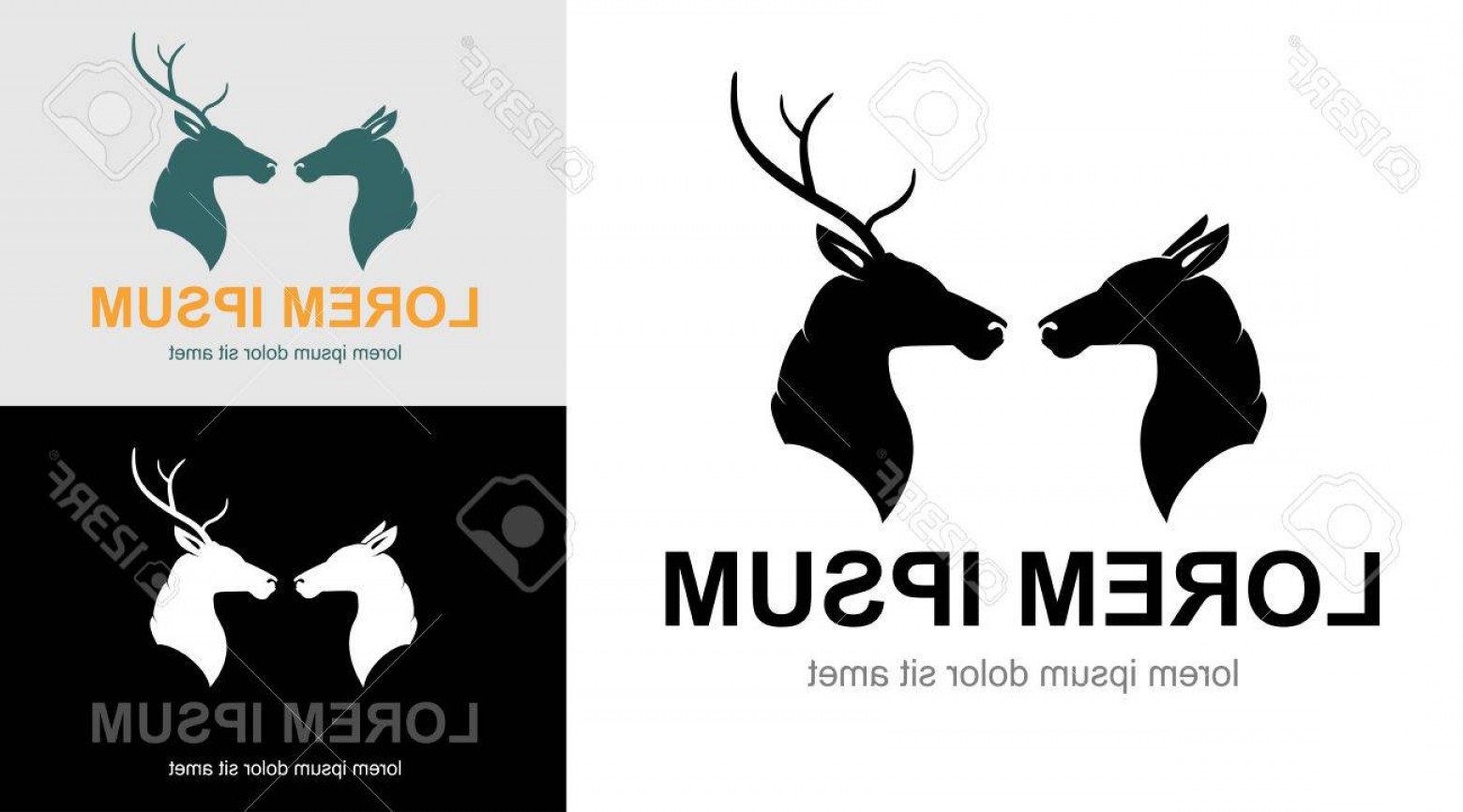 1560x866 Photostock Vector Artistic Profile Silhouette Of Two Deers A