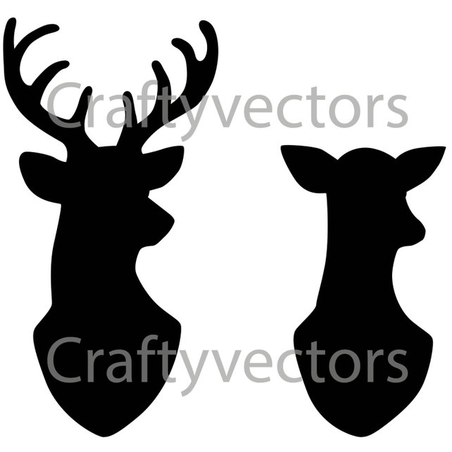 642x642 Stag Amp Doe Head Silhouettes Vector File Svg Etsy