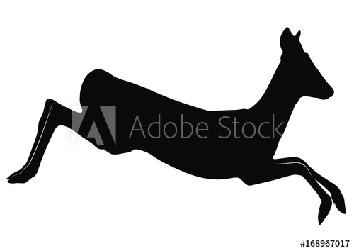 500x354 Vector Silhouette Of Roe Deer Doe Jump.