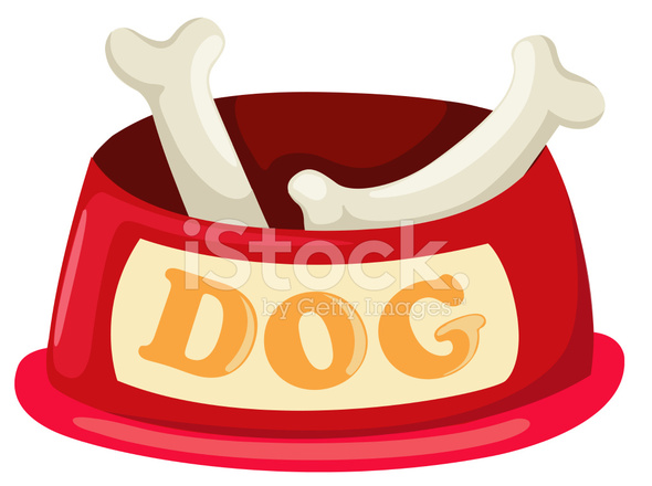 590x440 Dog Bowl With Big Bone Vector Stock Vector